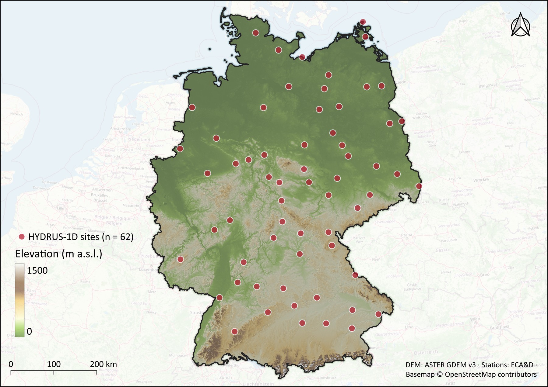 The 62 sites in Germany
